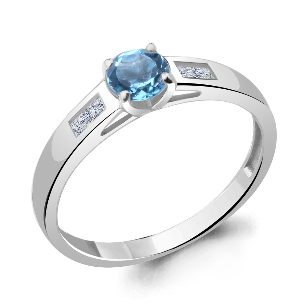 

Кольцо из серебра с топазом\фианитом Aquamarine Aquamarine 6945205_925_р р. 18,5, 6945205_925_р