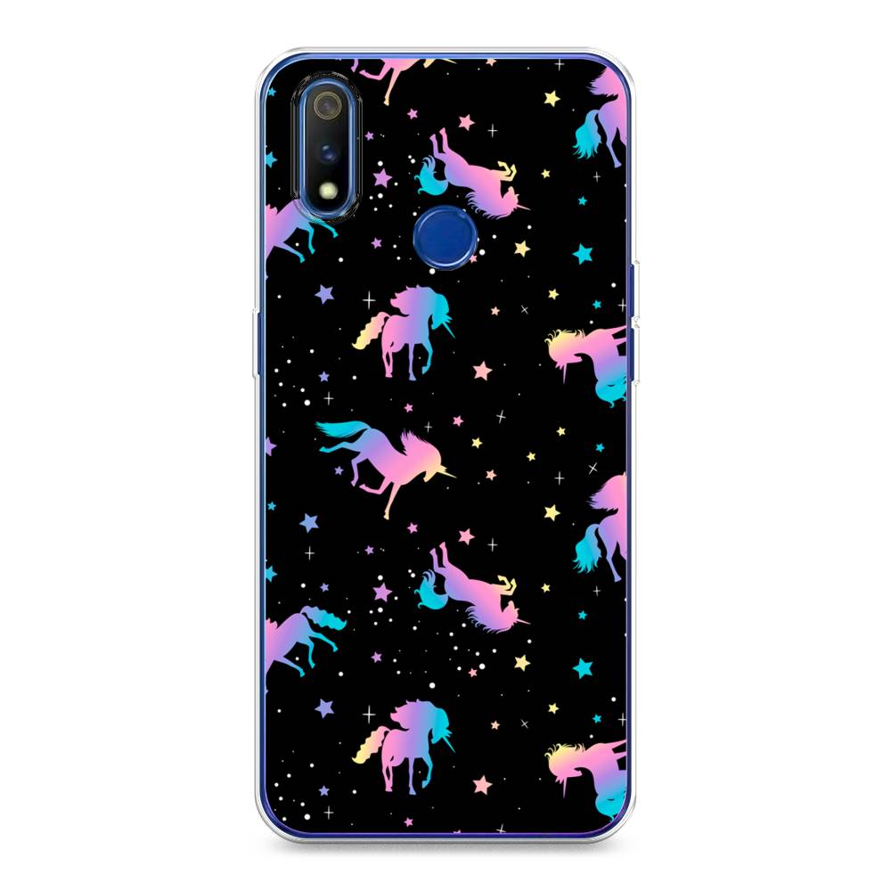 

Чехол на Realme 3 Pro "Единороги градиент", Черный;розовый;голубой, 251250-1