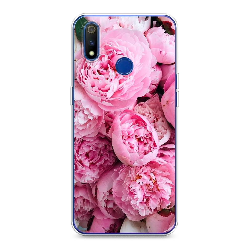 

Чехол на Realme 3 Pro "Розовые пионы", Бежевый;розовый, 251250-2
