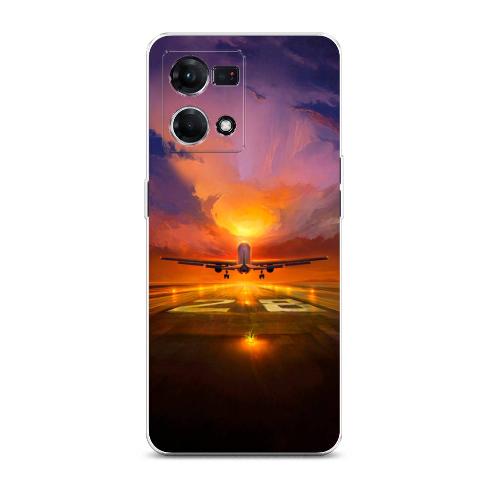 

Чехол на Oppo Reno 7 4G "Самолет на посадке", Оранжевый;синий, 2511450-6