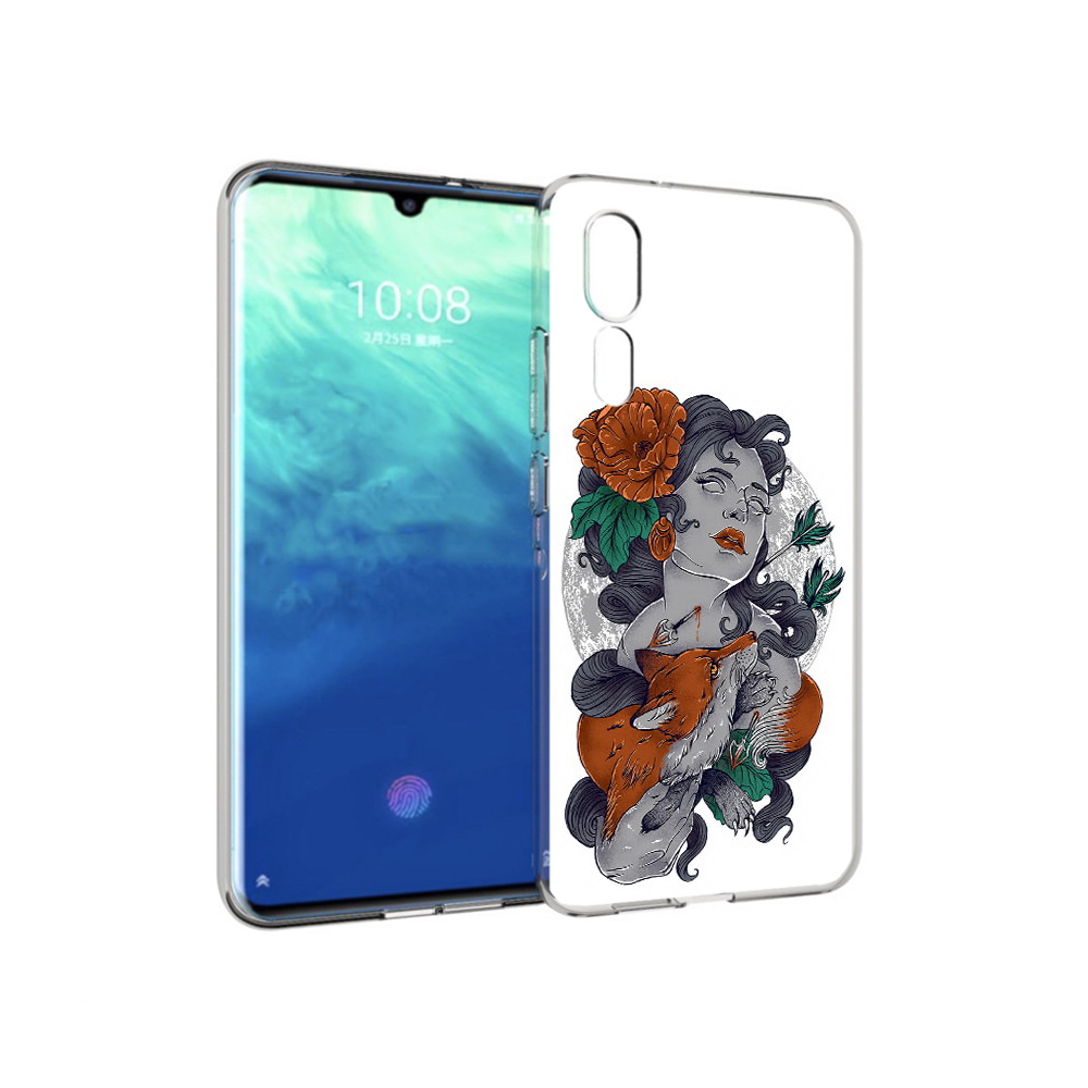 

Чехол MyPads Tocco для ZTE Axon 10 Pro темная девушка с лисой (PT134302.444.639), Прозрачный, Tocco