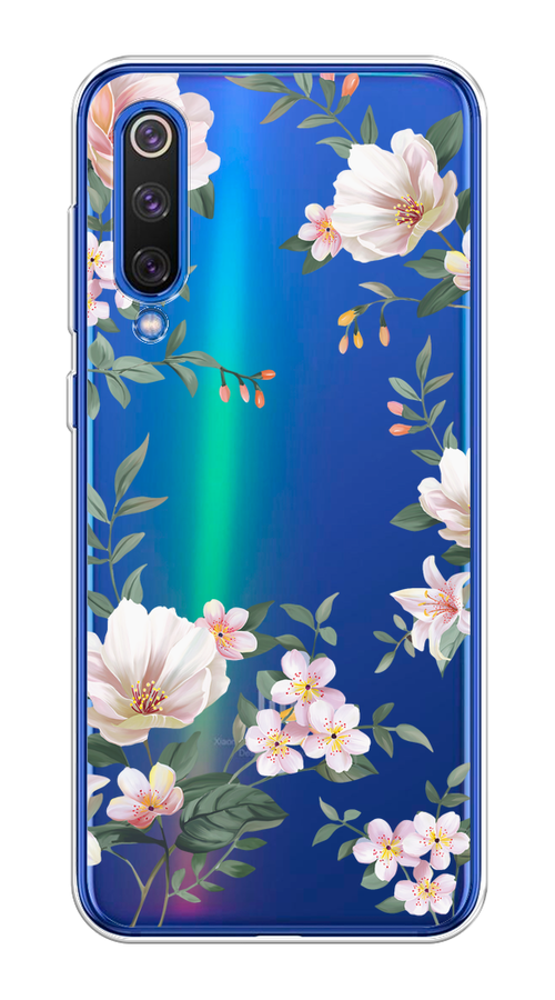 

Чехол на Xiaomi Mi9 SE "Beautiful white flowers", Бежевый;зеленый, 35250-1