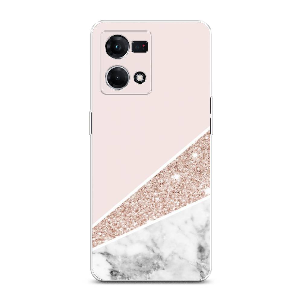 

Чехол на Oppo Reno 7 4G "Блестящий розовый мрамор", 2511450-3