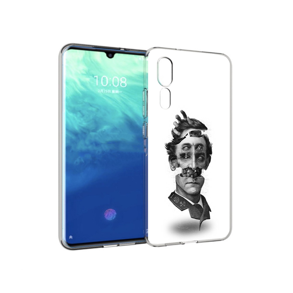 

Чехол MyPads Tocco для ZTE Axon 10 Pro страшное лицо абстракция (PT134302.444.628), Прозрачный, Tocco