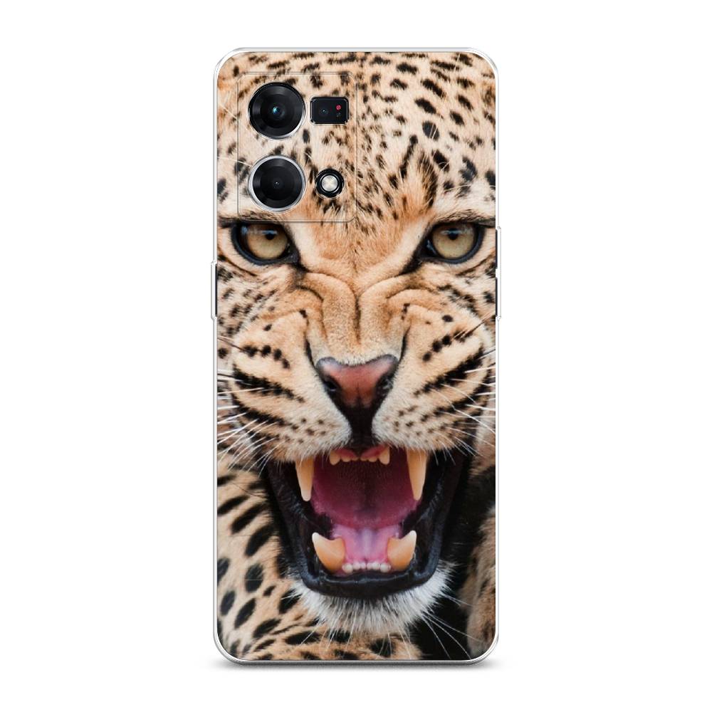 

Чехол на Oppo Reno 7 4G "Леопард 3d", Бежевый;черный, 2511450-6