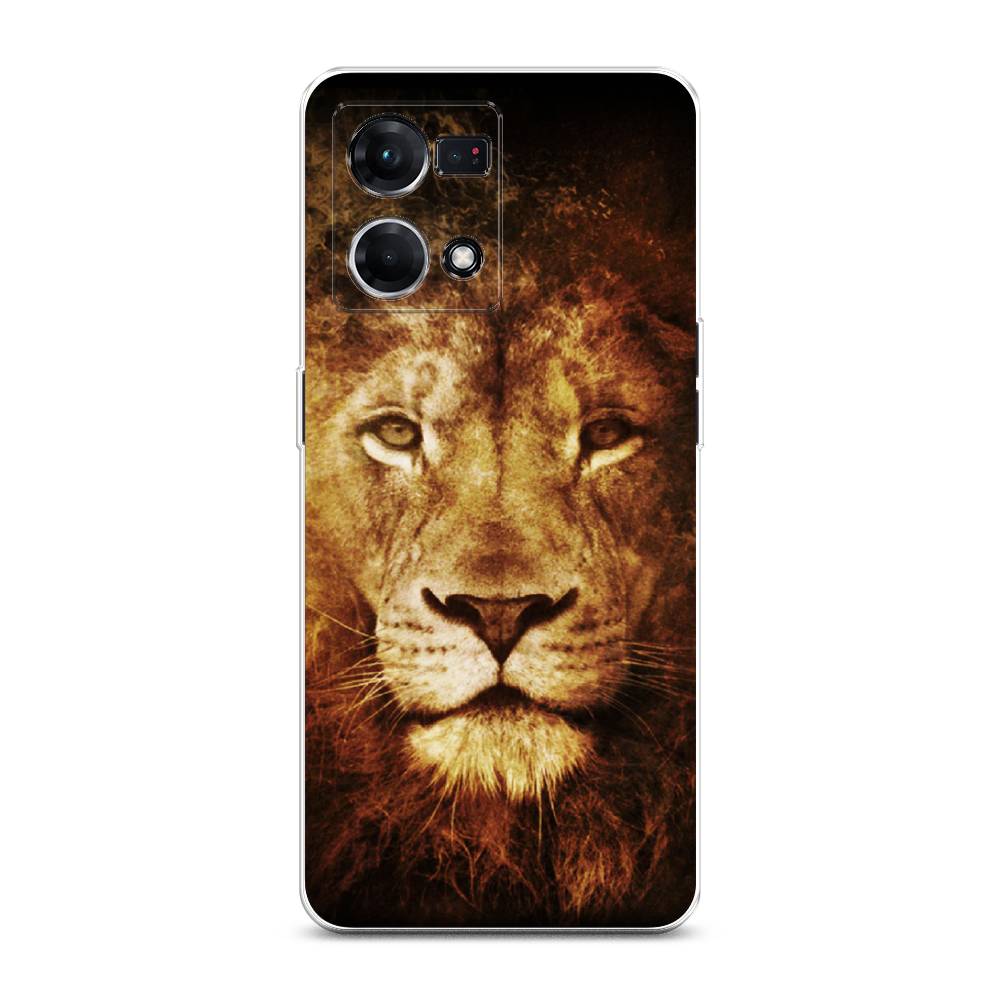 

Чехол на Oppo Reno 7 4G "Лев", Черный;коричневый;желтый, 2511450-6