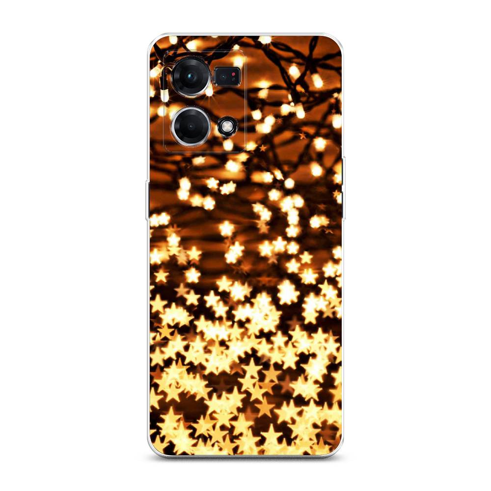 

Чехол на Oppo Reno 7 4G "Новогодняя гирлянда", Золотистый, 2511450-5