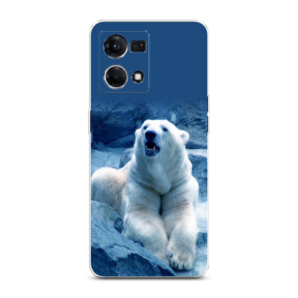 

Чехол на Oppo Reno 7 4G "Белый медведь", Голубой;белый, 2511450-1