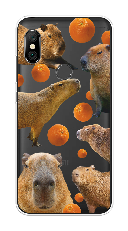 

Чехол на Xiaomi Redmi Note 6 Pro "Капибара и апельсины", Бежевый;оранжевый, 34650-1