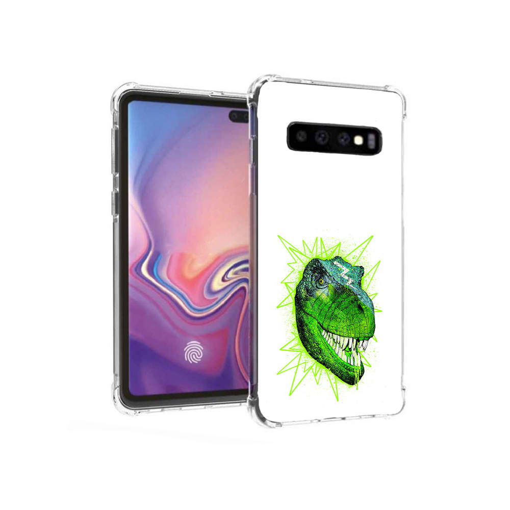 

Чехол MyPads Tocco для Samsung Galaxy S10+ зеленый динозавр (PT125670.500.358), Прозрачный, Tocco