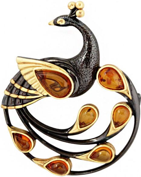 Брошь женская Балтийское золото 75162012-bz из серебра, янтарь