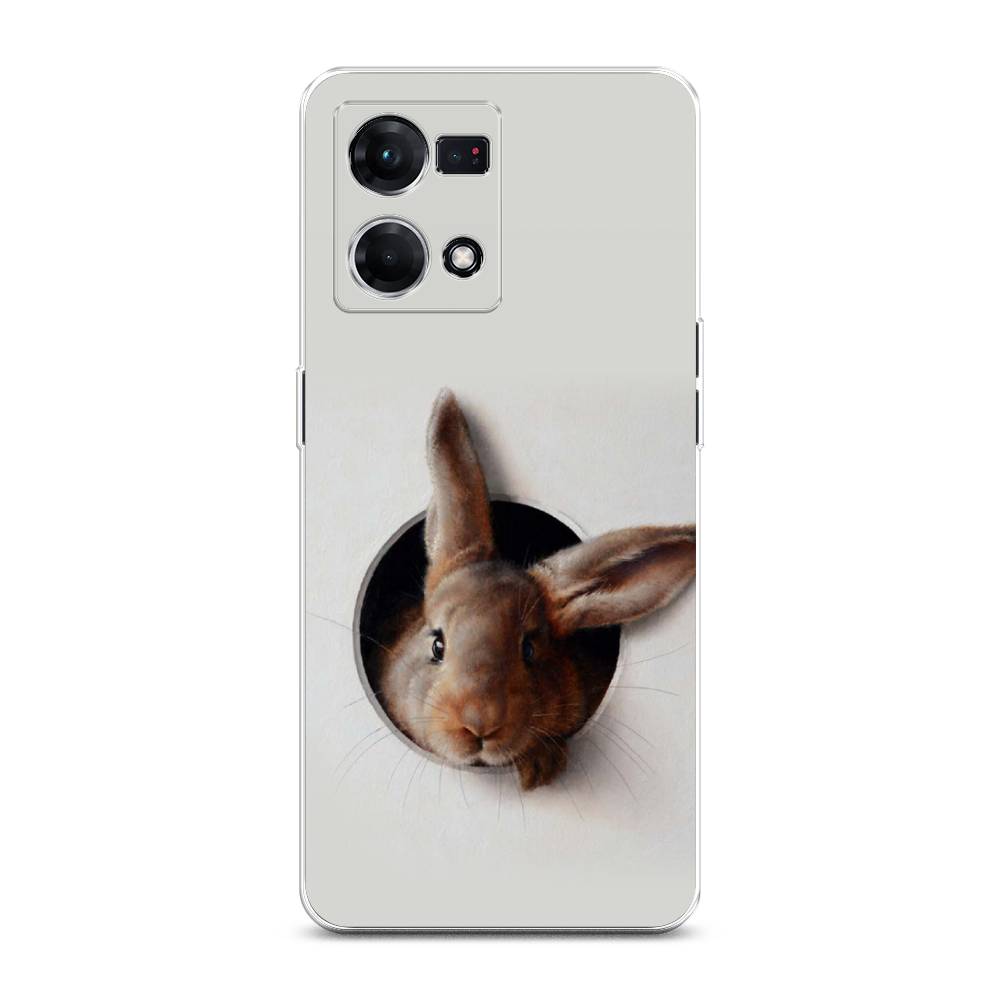 

Чехол на Oppo Reno 7 4G "Любопытный кролик", Серый;коричневый, 2511450-1