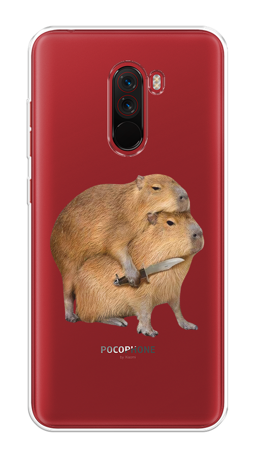 

Чехол на Xiaomi Pocophone F1 "Капибара с ножом", Бежевый, 34450-1