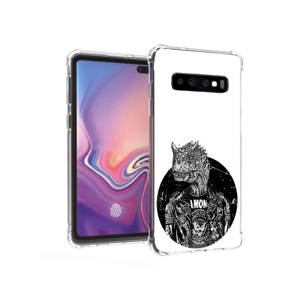 

Чехол MyPads Tocco для Samsung Galaxy S10+ динозавр в куртке (PT125670.500.328), Прозрачный, Tocco