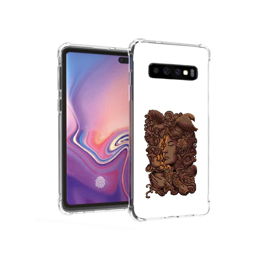 

Чехол MyPads Tocco для Samsung Galaxy S10+ девушка с длинными волосами абстракция, Прозрачный, Tocco