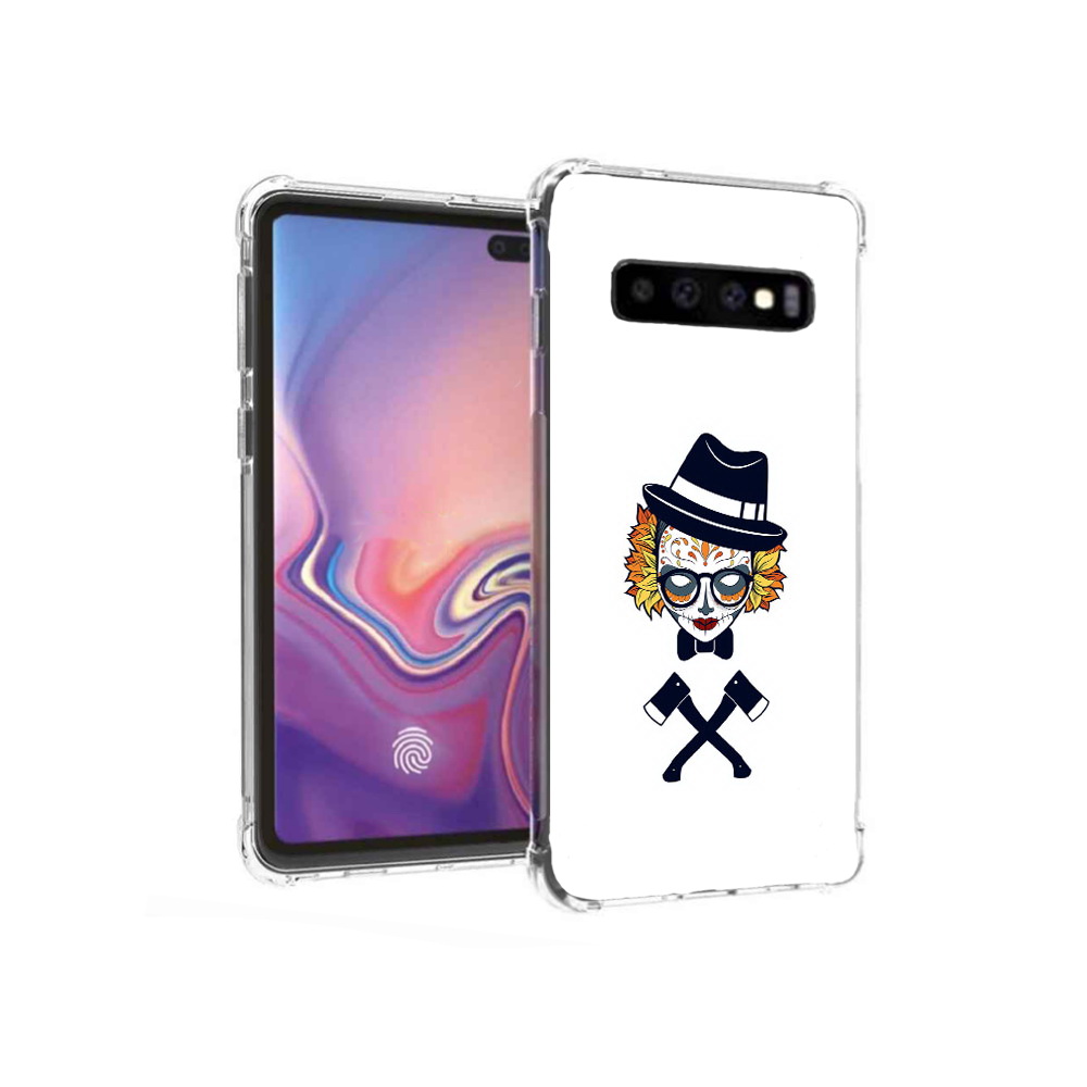

Чехол MyPads Tocco для Samsung Galaxy S10+ девушка в маске с топорами рисунок, Прозрачный, Tocco
