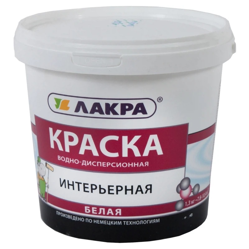 Краска интерьерная ЛАКРА белая 1,3кг