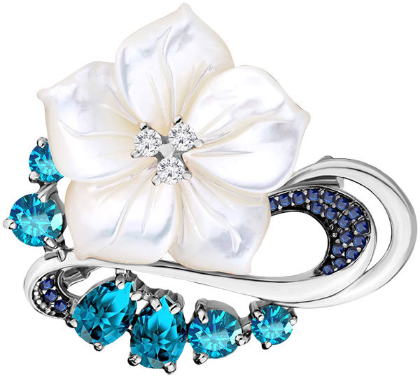 

Брошь из серебра с с топазом/фианитом Aquamarine 7277705B-S-a, 7277705B-S-a