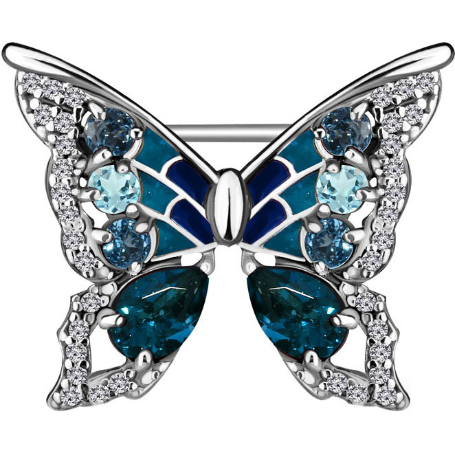 

Брошь женская Aquamarine 7267166A-S-a из серебра, топаз/фианит, 7267166A-S-a