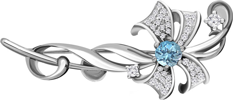 

Брошь женская Aquamarine 7150802A-S-a из серебра, топаз/фианит, 7150802A-S-a