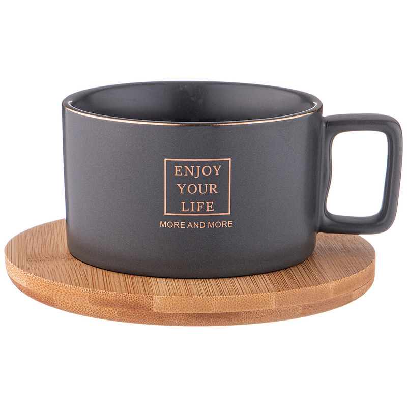 

Кружка для чая и кофе с деревянной подставкой фарфор Lefard coffemania 280мл 90-1098