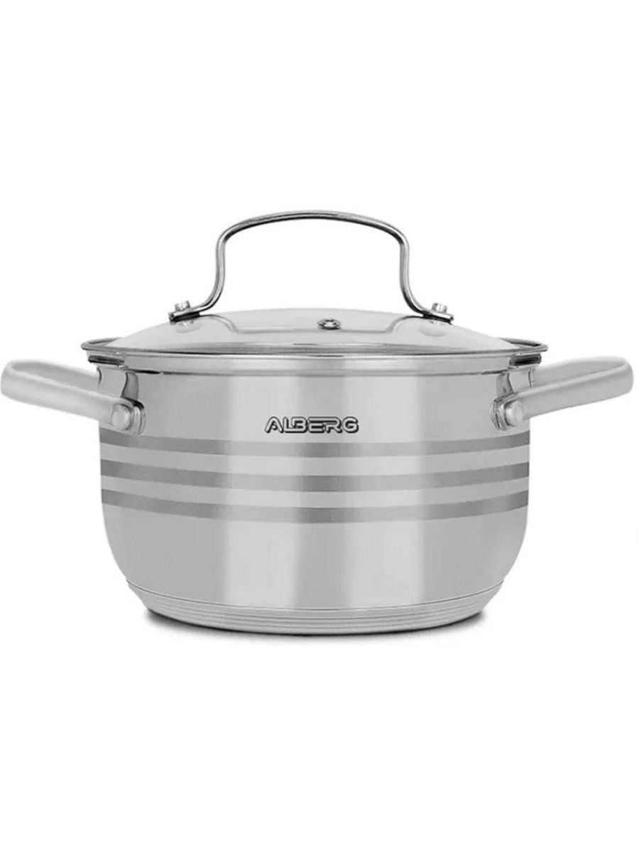 

Кастрюля с крышкой ALBERG AL-2110, 6.5 л, Серебристый, AL-2110