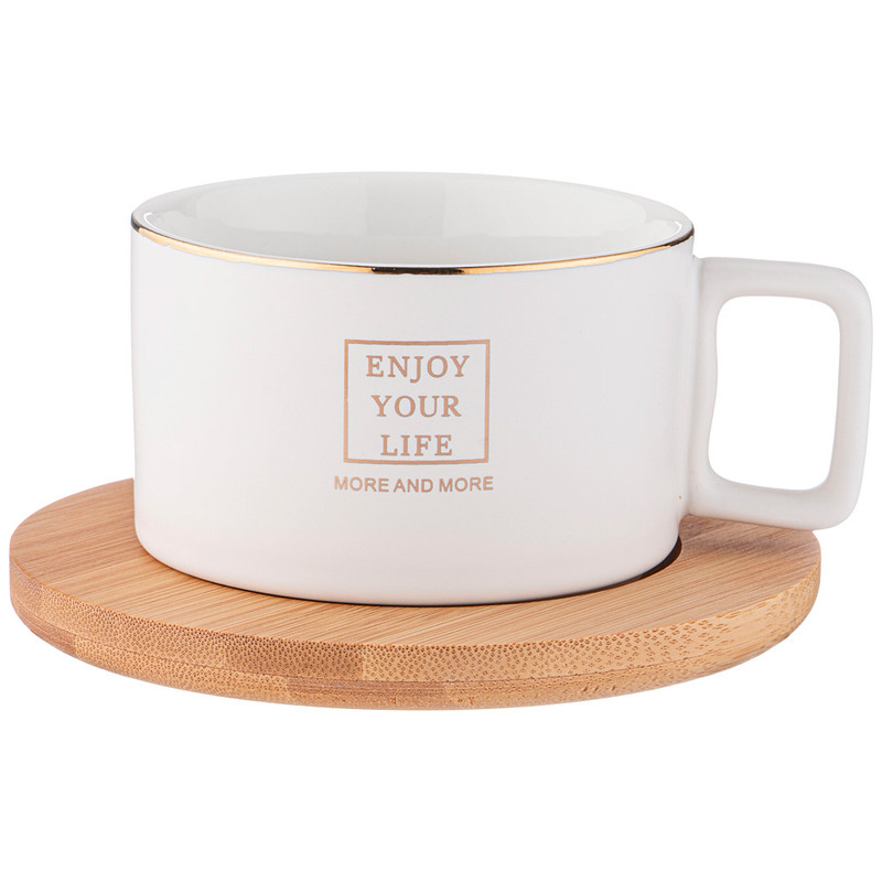 

Кружка для чая и кофе с деревянной подставкой фарфор Lefard coffemania 280мл 90-1097