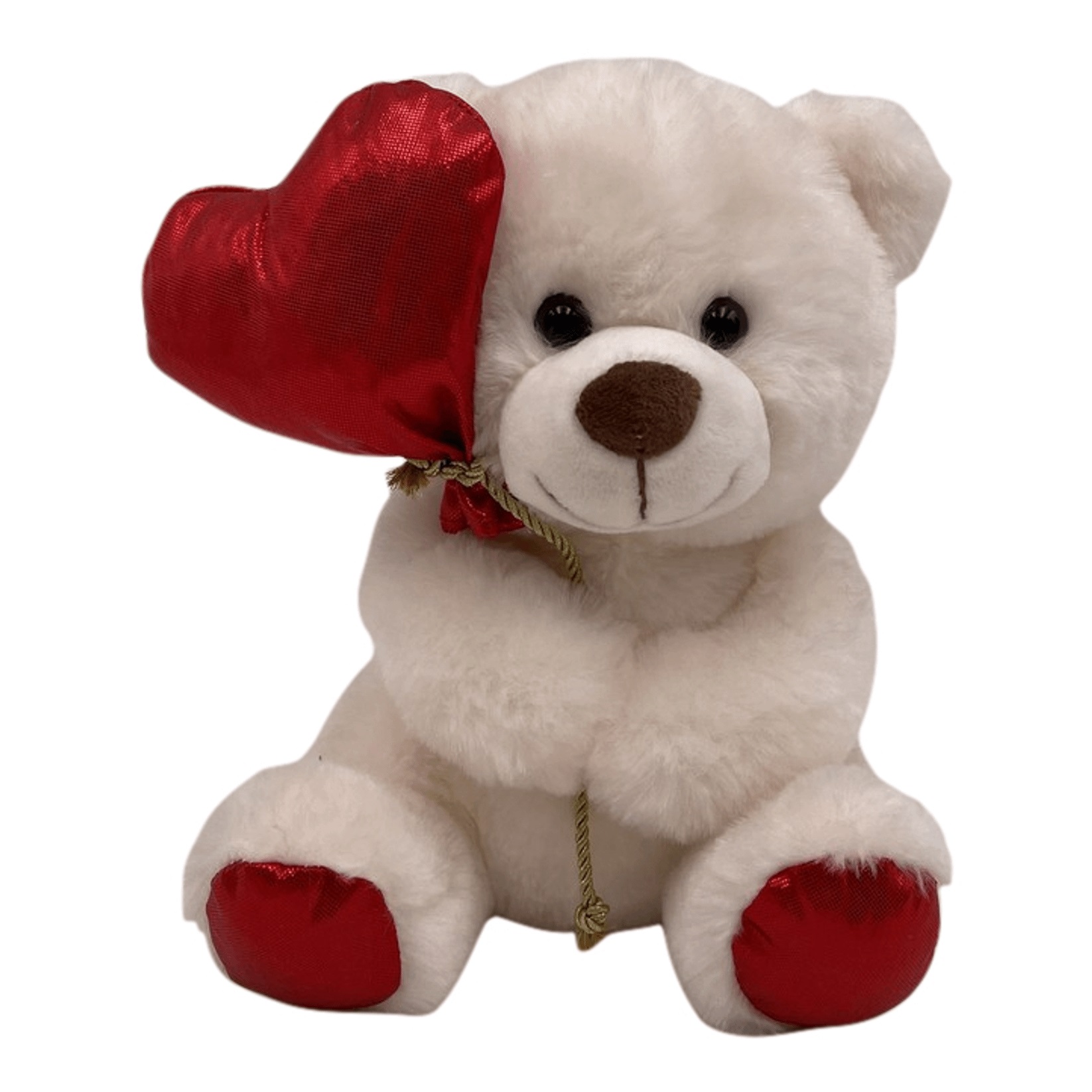 фото Мягкая игрушка медведь белый с сердцем valori