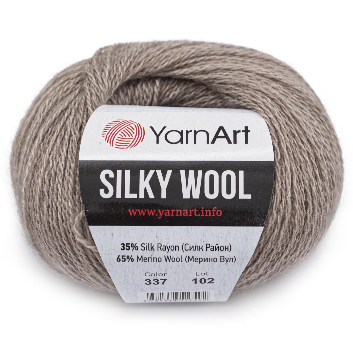 фото Пряжа yarnart 'silky wool', 25 г, 190 м (шерсть мериноса) (337 темный беж), 10 мотков