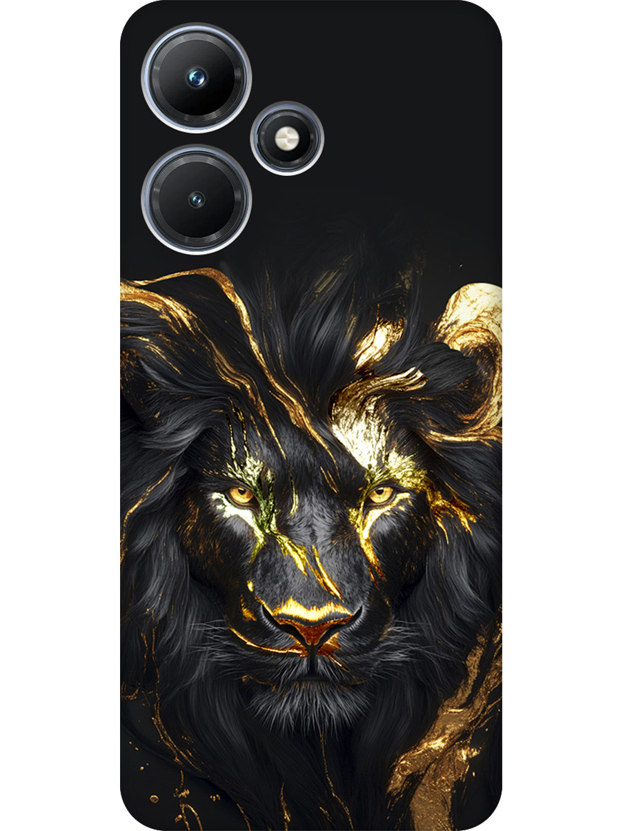 

Силиконовый чехол на Infinix Hot 30i с принтом "Золотой лев" матовый черный, Черный;золотистый, 769389313