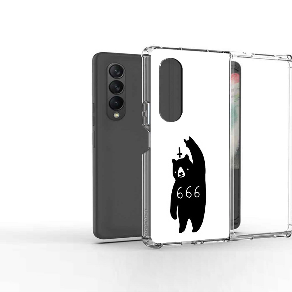 

Чехол MyPads Tocco для Samsung Galaxy Z Fold 3 медведь 666, Прозрачный, Tocco