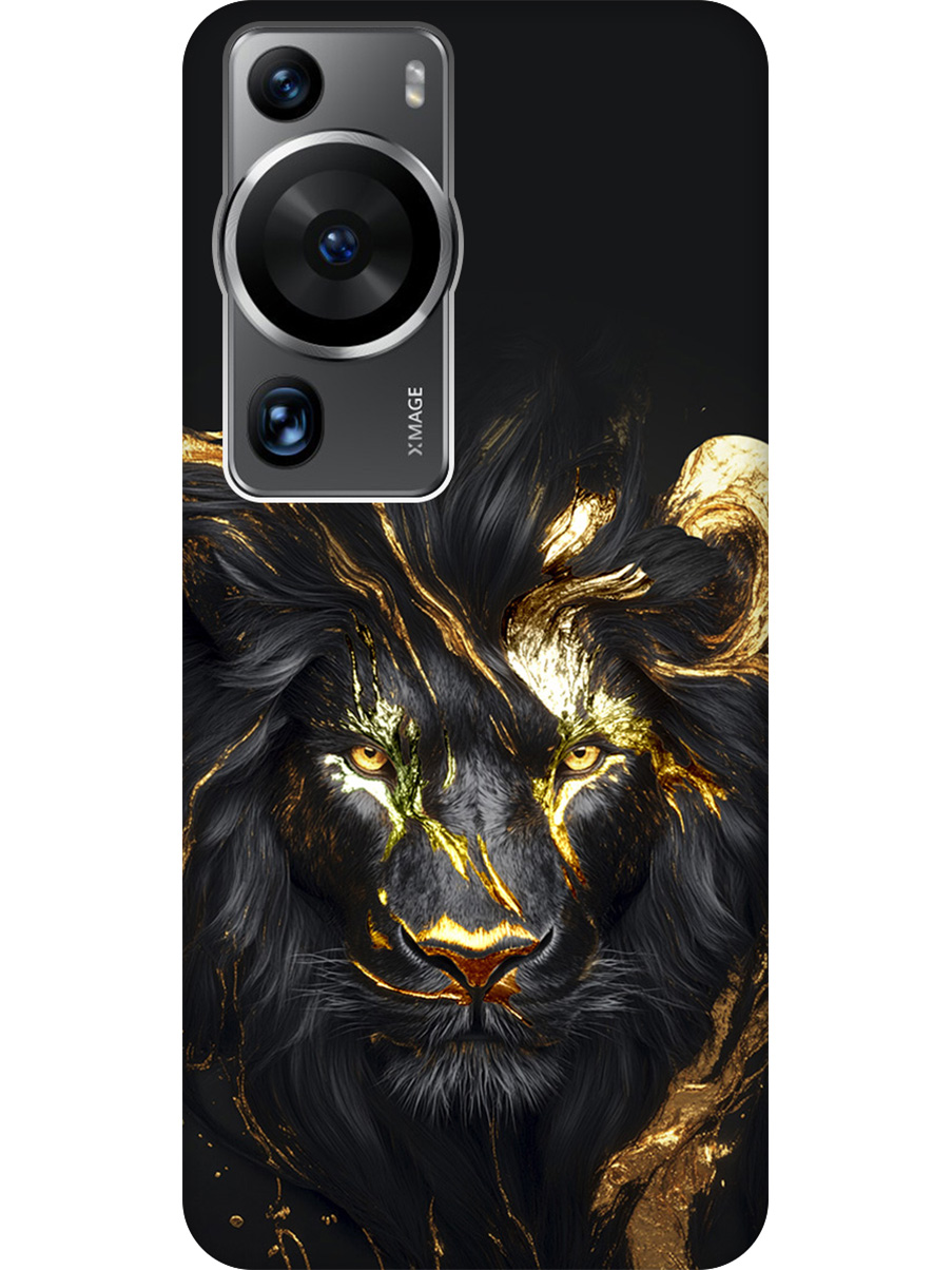 

Силиконовый чехол на Huawei P60 Pro с принтом "Золотой лев" матовый черный, Черный;золотистый, 772620813