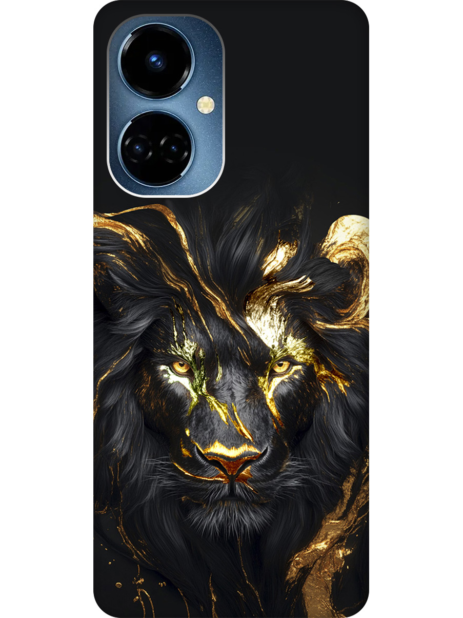 

Силиконовый чехол на Tecno Camon 19 / 19 Pro с принтом "Золотой лев" матовый черный, Черный;золотистый, 778675813