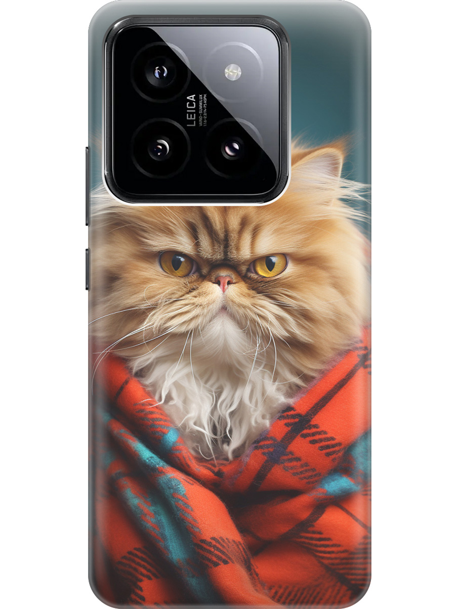 

Силиконовый чехол на Xiaomi 14 Pro с рисунком "Котик и нитки", Красный;синий, 20012090