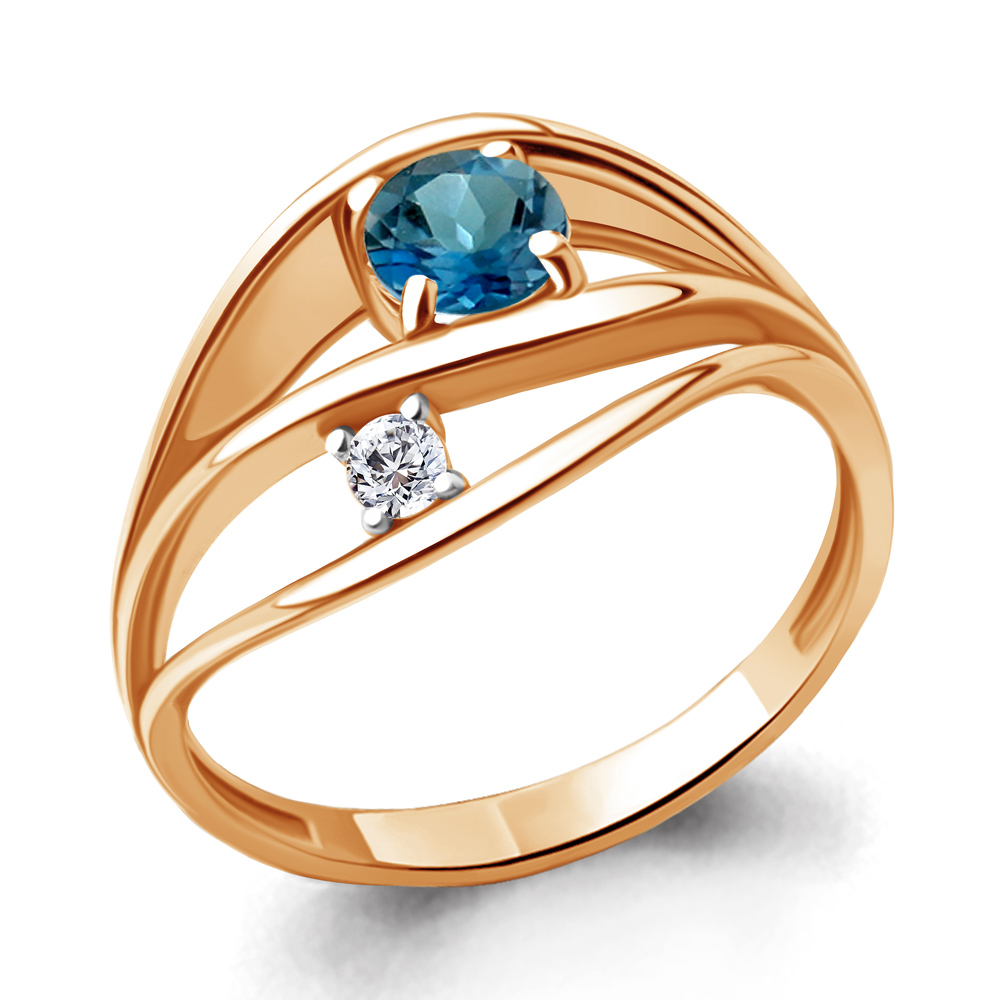 

Кольцо из серебра с топазом\фианитом Aquamarine Aquamarine 6944508А_925_з р, 6944508А_925_з