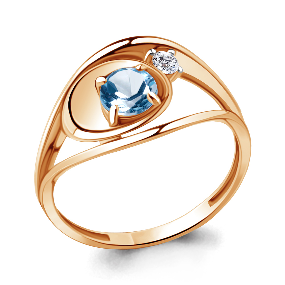 

Кольцо из серебра с топазом\фианитом Aquamarine Aquamarine 6944405А_925_з р, 6944405А_925_з