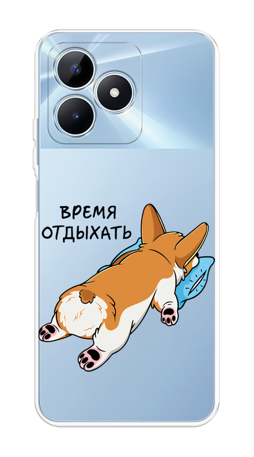 

Чехол на Realme C60 "Корги отдыхает", Черный;коричневый;голубой, 2516550-1