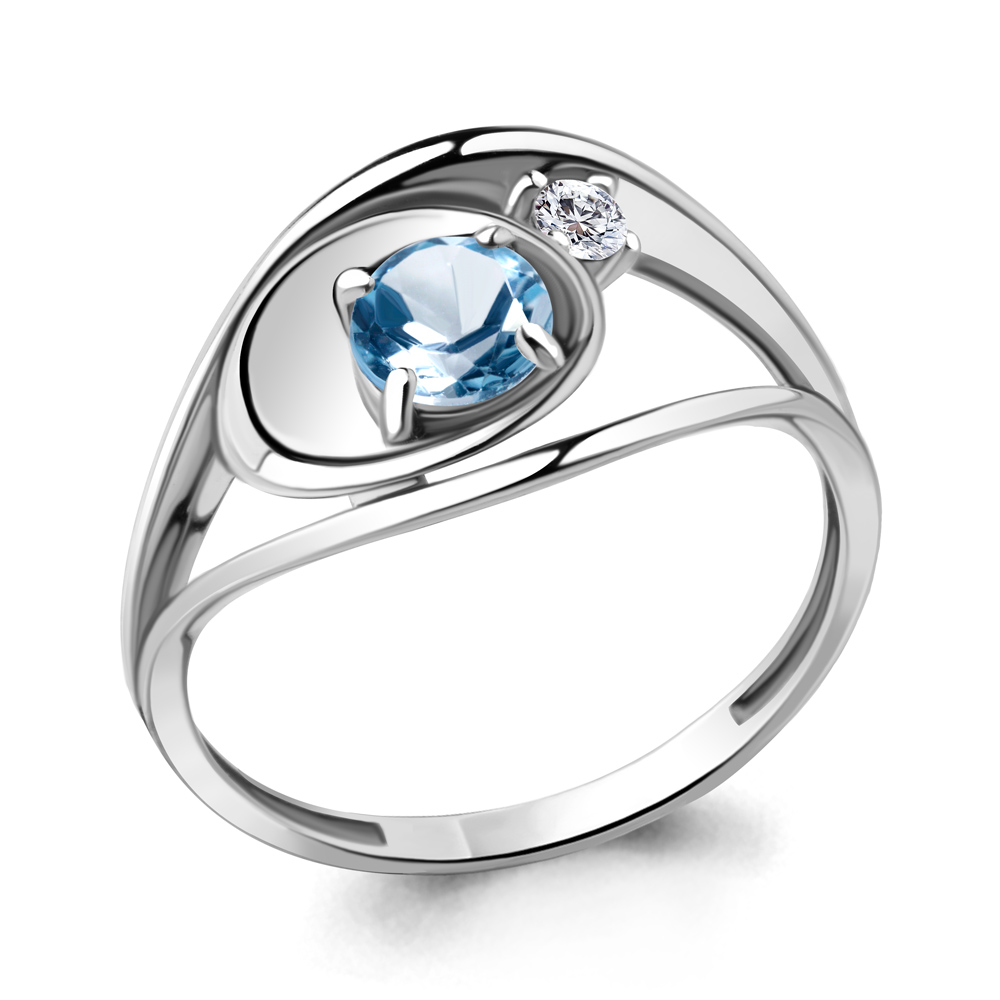 

Кольцо из серебра с топазом\фианитом Aquamarine Aquamarine 6944405А_925_р р, 6944405А_925_р