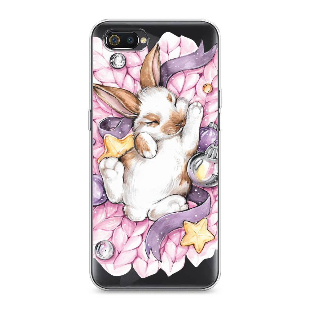 

Чехол на Realme C2 "Кролик спит", Розовый;белый, 251150-5