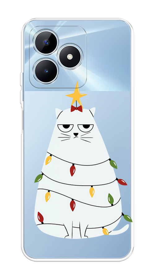 

Чехол на Realme C60 "Котик в гирлянде", Белый;красный;желтый, 2516550-1