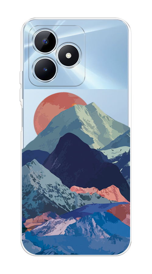 

Чехол на Realme C60 "Закат в снежных горах", Бордовый;серый;голубой, 2516550-1