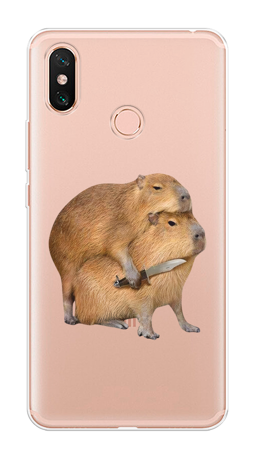 

Чехол на Xiaomi Mi Max 3 "Капибара с ножом", Бежевый, 34350-1