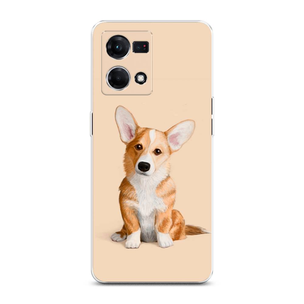 

Чехол на Oppo Reno 7 4G "Грустный Корги", Коричневый;бежевый, 2511450-1