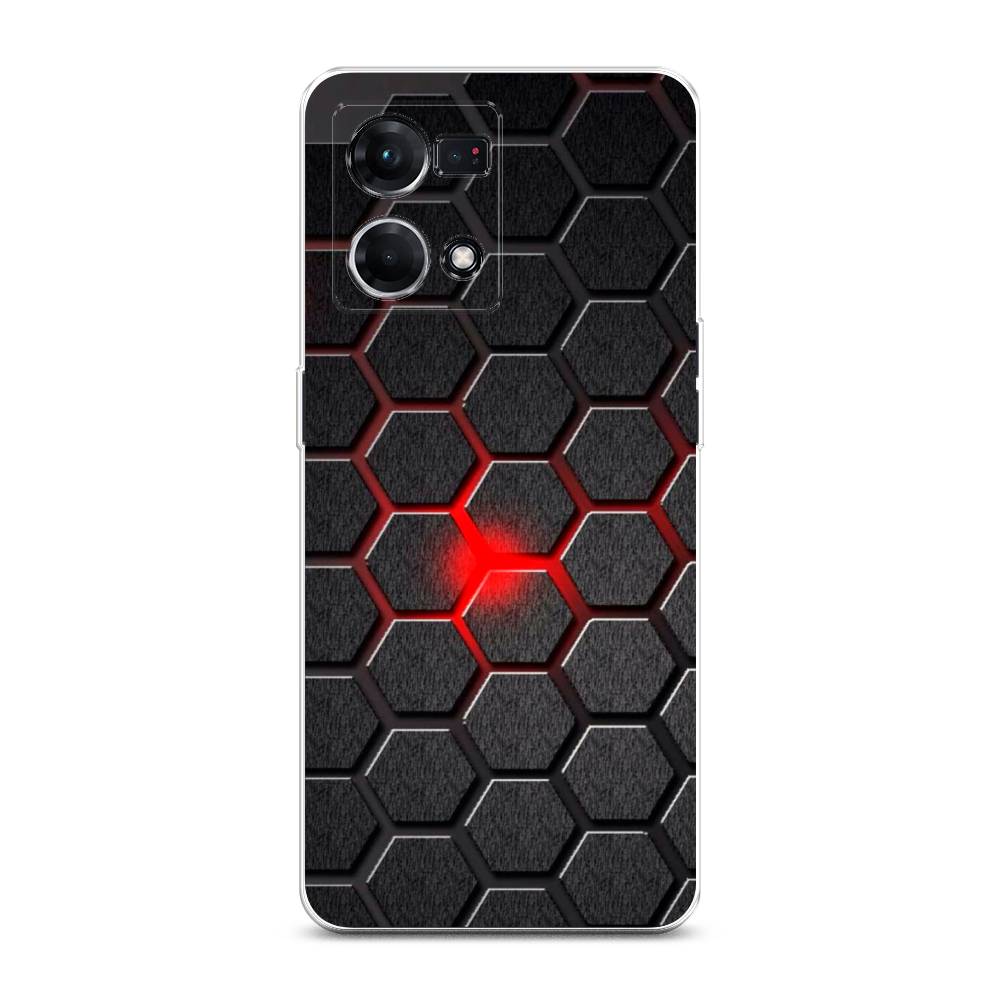 

Чехол на Oppo Reno 7 4G "Соты красные", Красный;черный;серый, 2511450-3