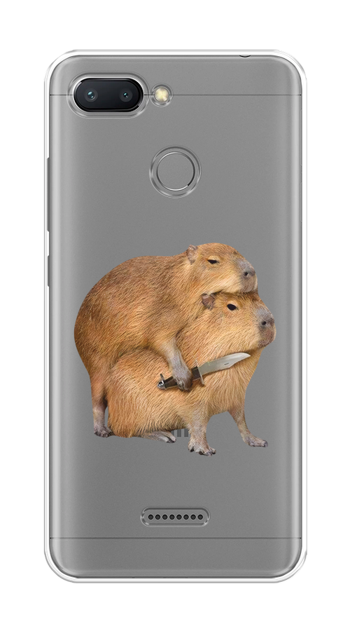 

Чехол на Xiaomi Redmi 6 "Капибара с ножом", Бежевый, 33850-1