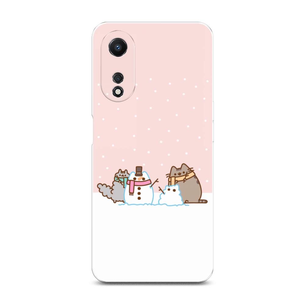 

Чехол на Oppo A58 5G "Котики в снегу", Розовый;белый;серый, 2512450-5