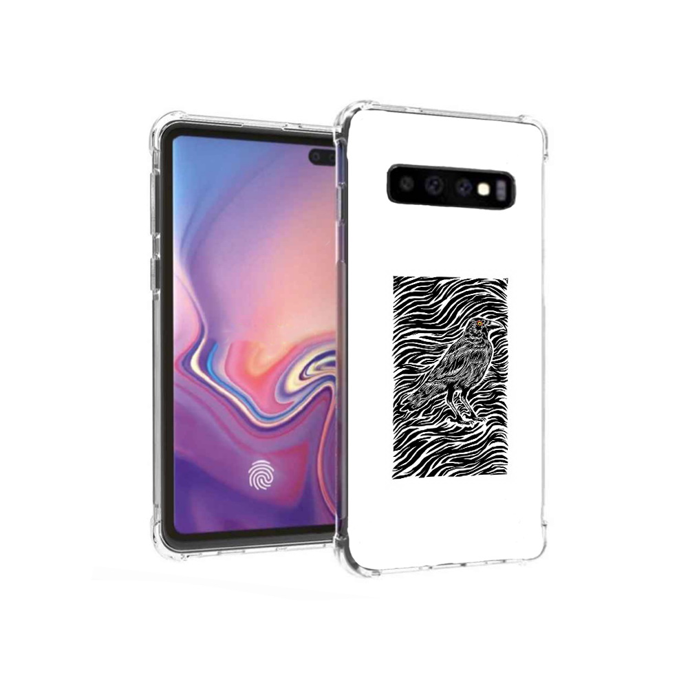 

Чехол MyPads Tocco для Samsung Galaxy S10+ ворон в абстракции (PT125670.500.272), Прозрачный, Tocco