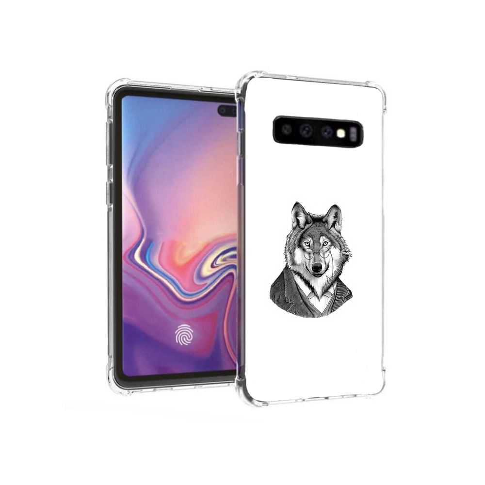 

Чехол MyPads Tocco для Samsung Galaxy S10+ волк в пиджаке (PT125670.500.266), Прозрачный, Tocco