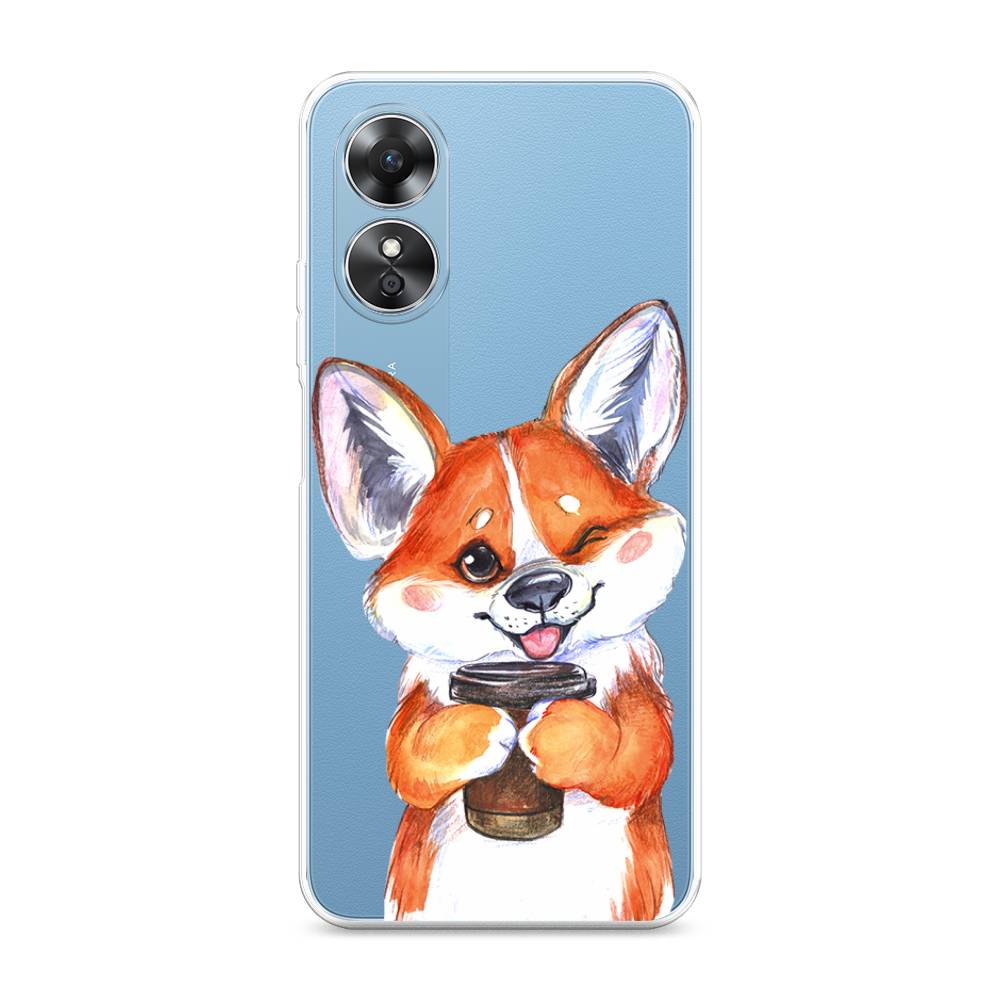 

Чехол на Oppo A17 "Корги с кофе", Оранжевый;белый, 2512050-4