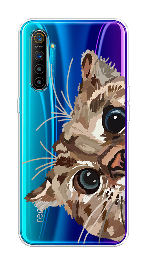 

Чехол на Realme XT "Любопытный кот", Коричневый;синий;черный, 251450-1